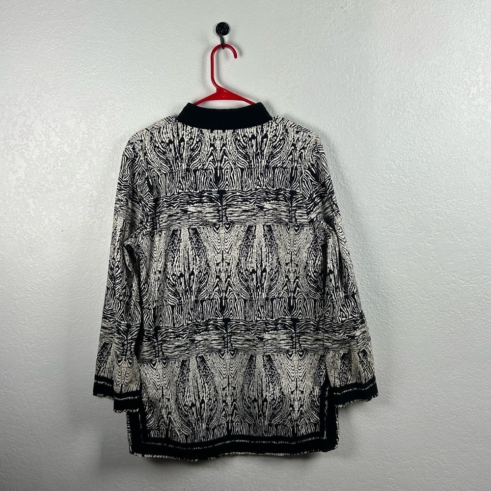 Dana Buchman Black Cream Patterned Tunic Sz L Career Chic Office Wear - Picture 7 of 7